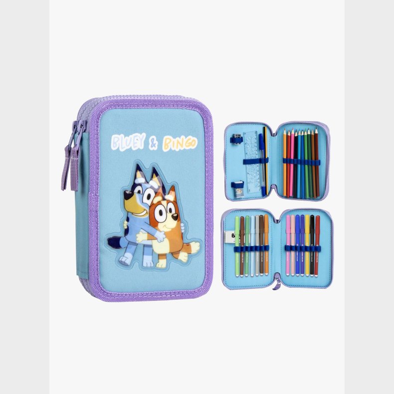 Bluey Dobbelt Penalhus, Bl/Lilla