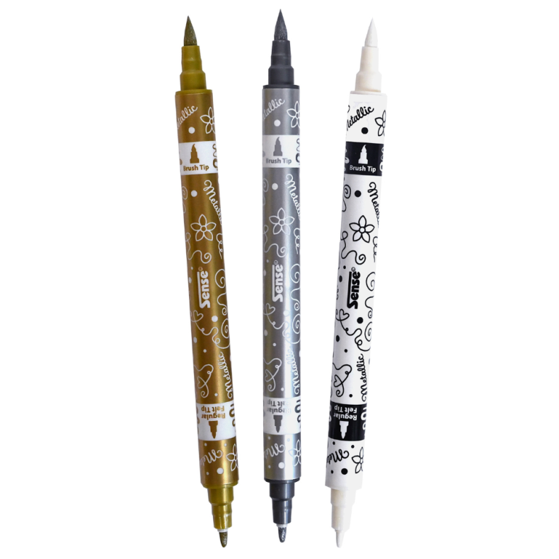 Sense | Twin Markers - Guld/slv/hvid, 3 stk