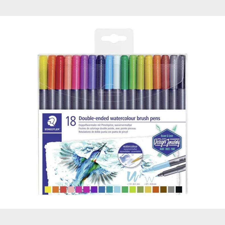 Akvarel Staedtler brush double penne 18 stk. watercolor