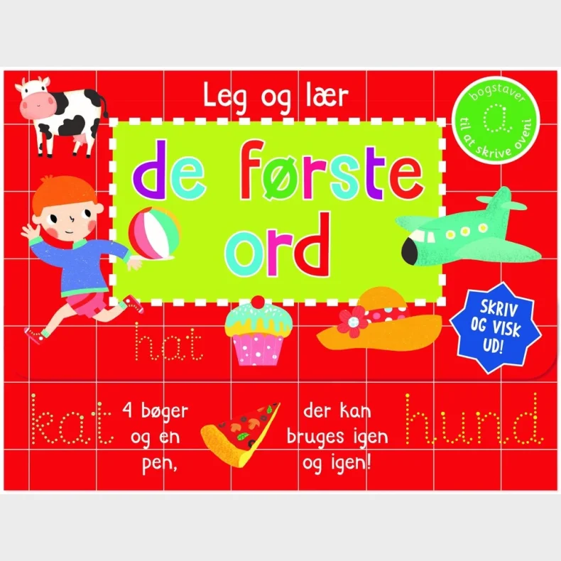 Skriv og visk ud - De frste ord (kuffert med 4 bger og pen)