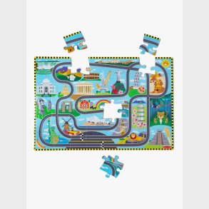 Melissa &  Doug Racerbane Gulvpuslespil &  Leges�t 48 Brikker