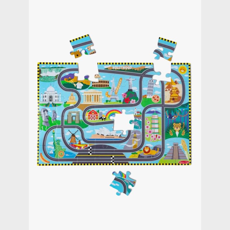 Melissa &  Doug Racerbane Gulvpuslespil &  Leges�t 48 Brikker