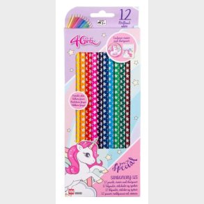 4 Girlz Farveblyanter Inkl. Spidser Og Viskelder Med Enhjrning Motiv - farveblyant - Legekammeraten.dk