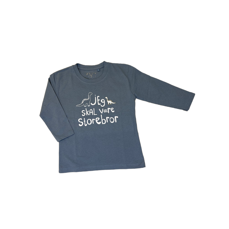 Jeg Skal Vre Storebror T-shirt L/S Dinosaur Denim Bl - Skjorter og toppe - Legekammeraten.dk
