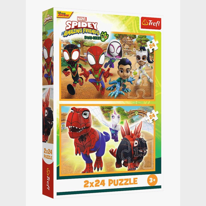 Trefl Spidey &  Dinosaurs Puslespil 2x24 Brikker