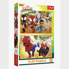 Trefl Spidey &  Dinosaurs Puslespil 2x24 Brikker