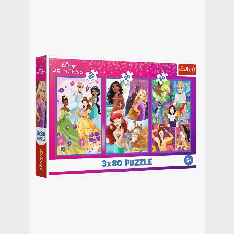 Trefl Disney Princess Puslespil 3x80 Brikker