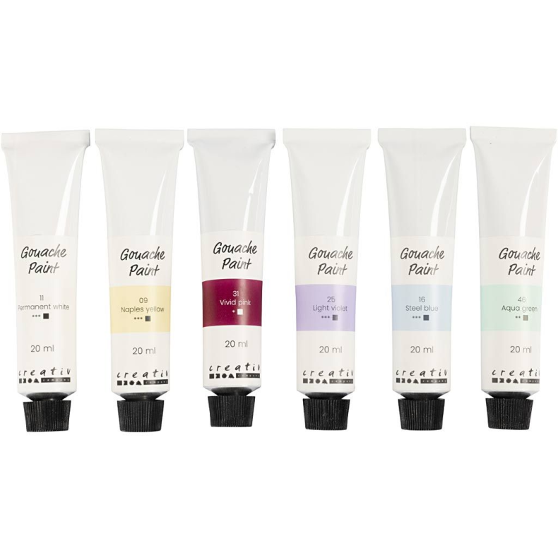 Creativ Company | Gouache maling 20 ml. - Pastel, 6 stk