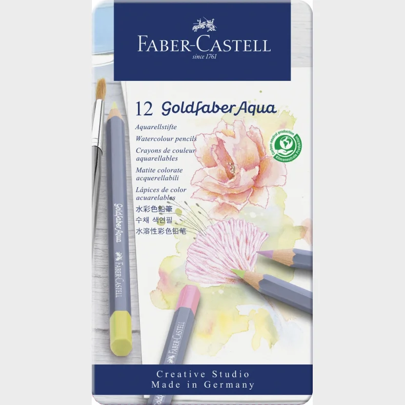 Akvarel farveblyant Faber-Castell 12 ass pastelfarver 3,3 mm