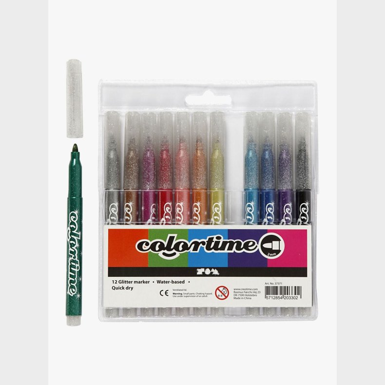 Colortime Glittertusser Blandede Farver 12 stk.