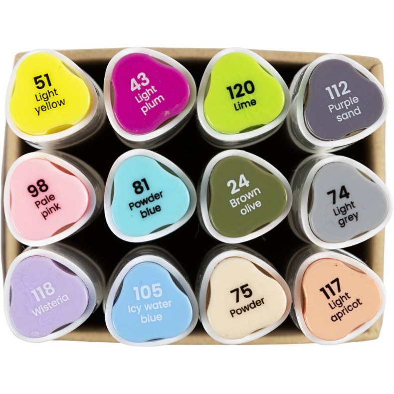 Creativ Company | Twin Markers - Pastel, 12 stk