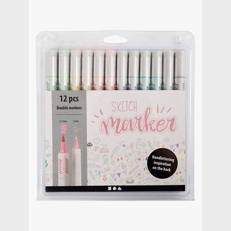 Creativ Company Sketch Marker Tusser Pastelfarver 12-pak