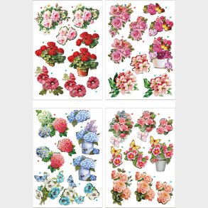 3d Motiver - Blomster - 21x30 Cm - 4 Ark