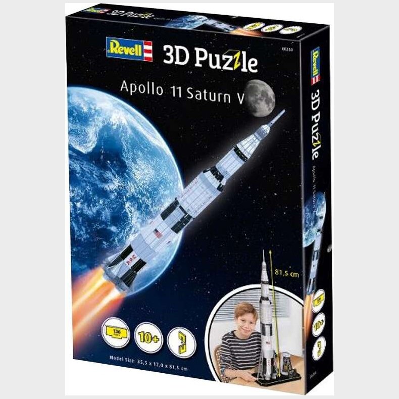 Revell 3d Puzzle -  Apollo 11 Saturn V - 136 Brikker - 81,5 Cm