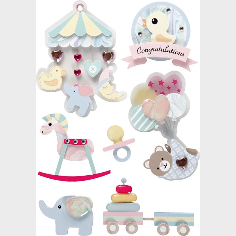 3d Klistermrker - Baby - 8 Stk