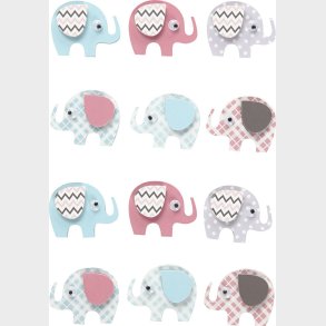 3d Klistermrker - Elefanter - 12 Stk