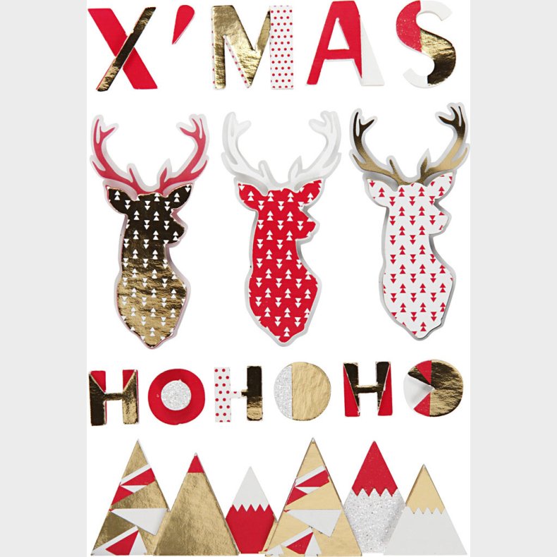 Juleklistermrker - 3d Rensdyr - 15 Klistermrker