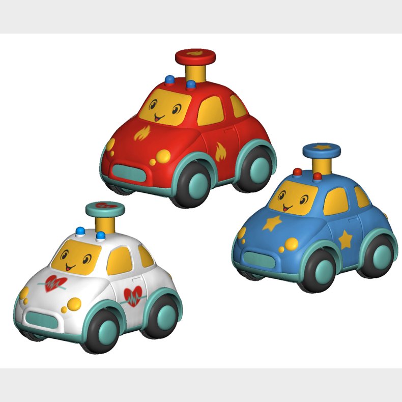 Happy People | Tryk-og-kr bil (ass.), 1 stk