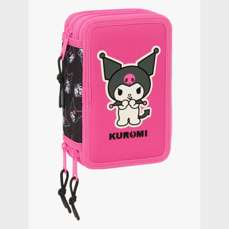 Hello Kitty Kuromi Penalhus med 3 Rum, Lyserd/sort