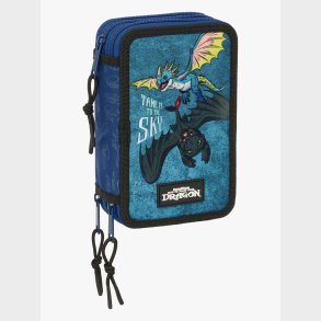 S�dan Tr�ner Du Din Drage  Fyldt Penalhus med 3 Rum 37 Dele, Bl�