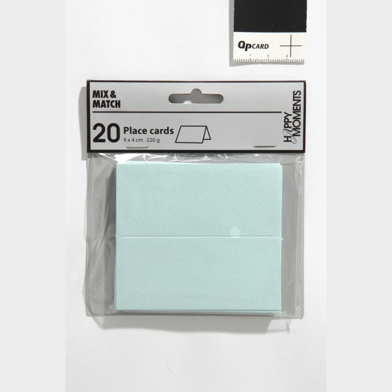 Bordkort lysebl 20 stk. str. 9X4 cm 220 g