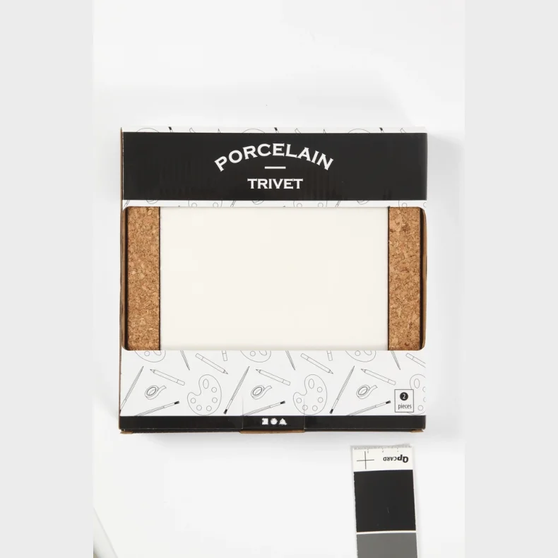 Bordskner hvid m/korkramme 15,5x15,5x1 cm 2 stk