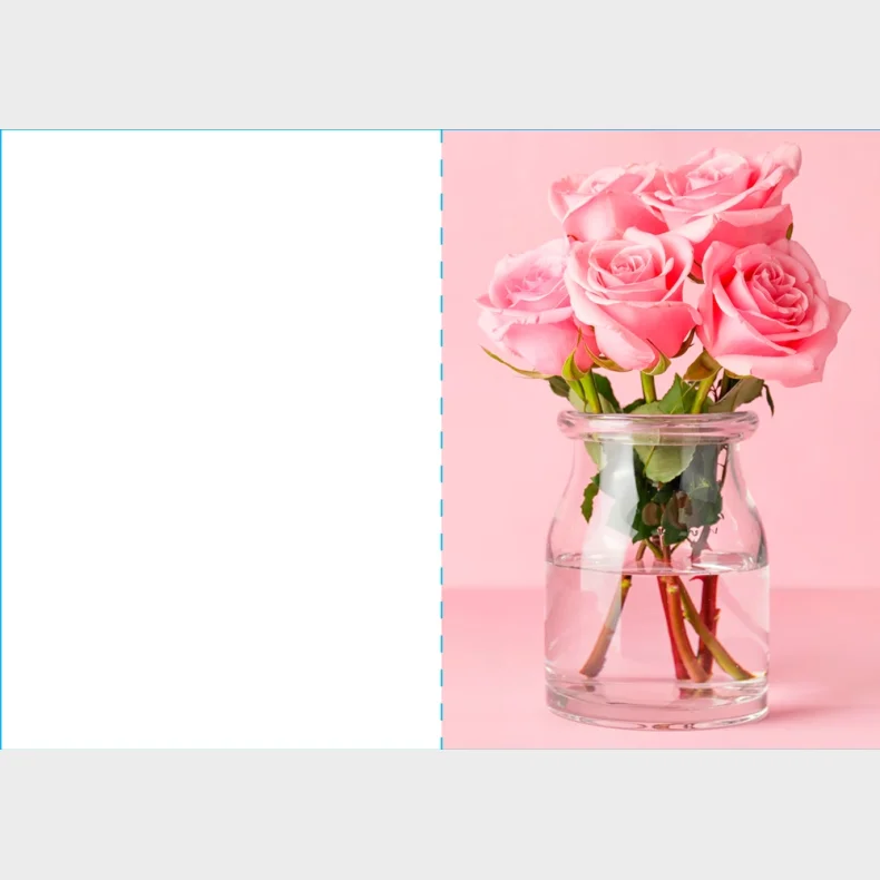 Kort 4/4 m/konvolutter roser