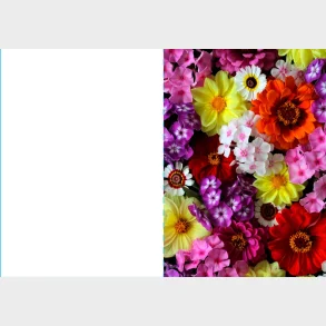 Kort 4/4 m/konvolutter farverige blomster