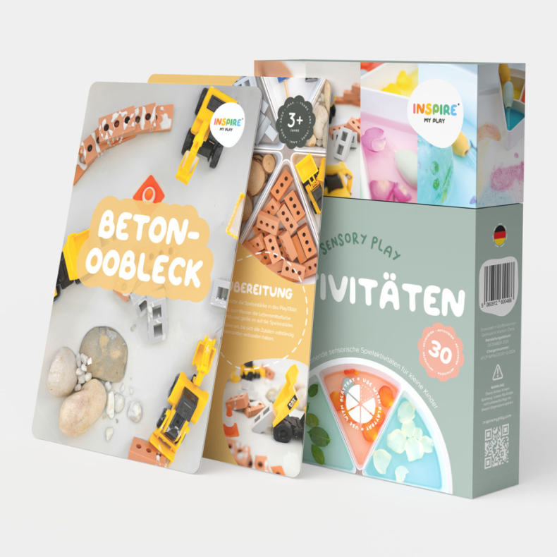 Inspire My Play | PlayTRAY aktivitetskort til sanselege Tysk