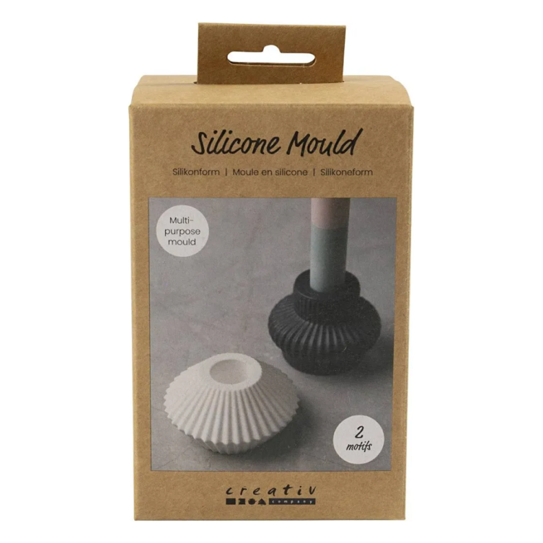 Creativ Company | Silikoneform - Rillede lysestager, 2 stk
