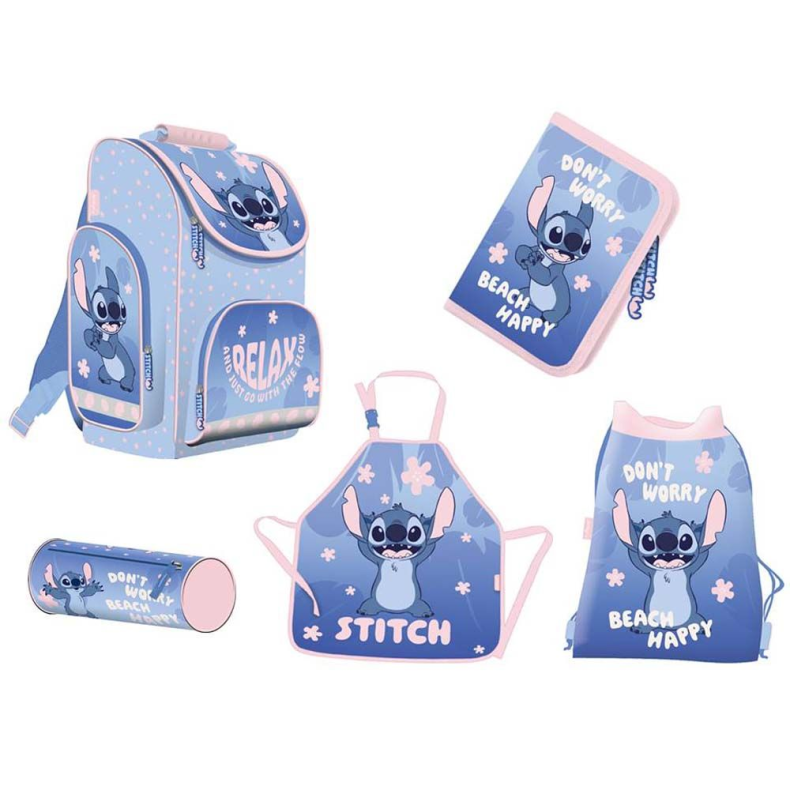 Stitch Skoletaske med 5 Dele