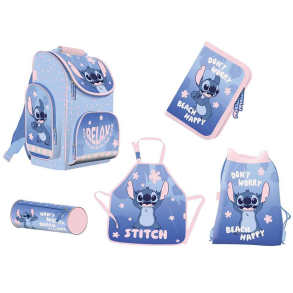 Stitch Skoletaske med 5 Dele