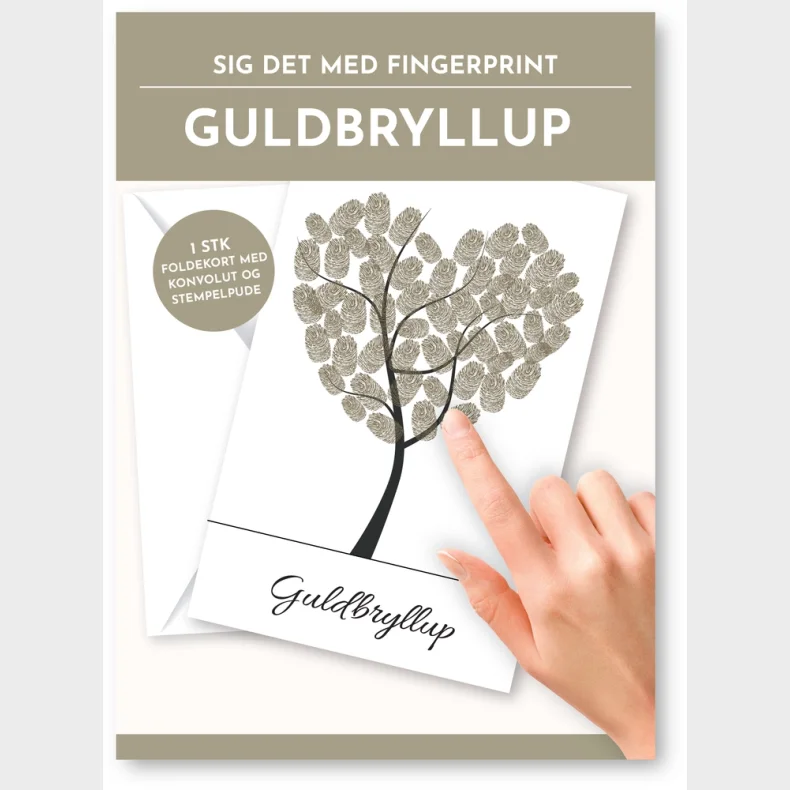 Fingerprint kort guldbryllup m/konvolut og stempelpude