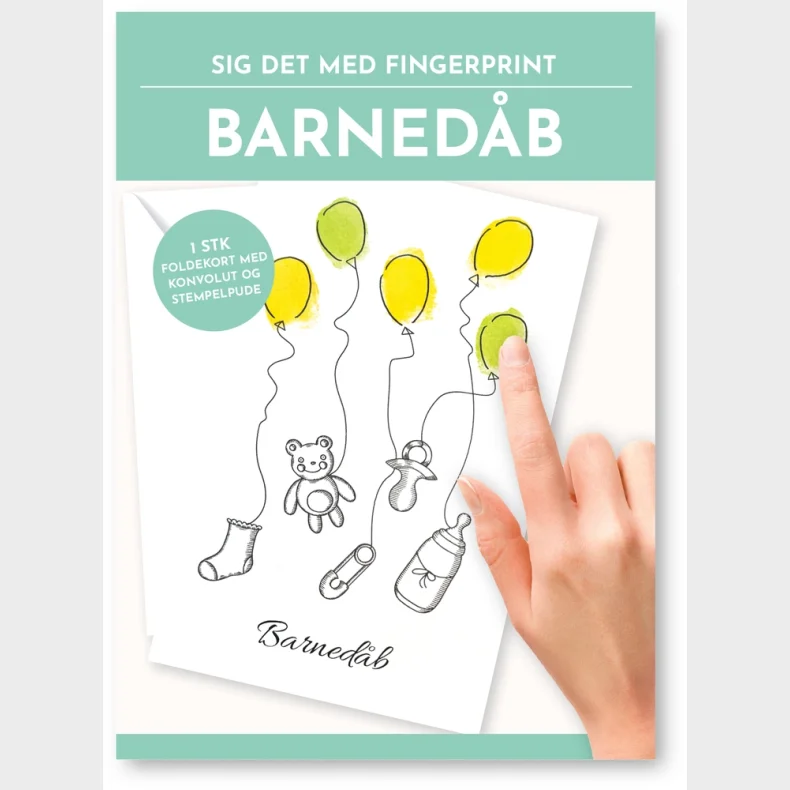 Fingerprint kort barnedb balloner m/konvolut og stempelpude