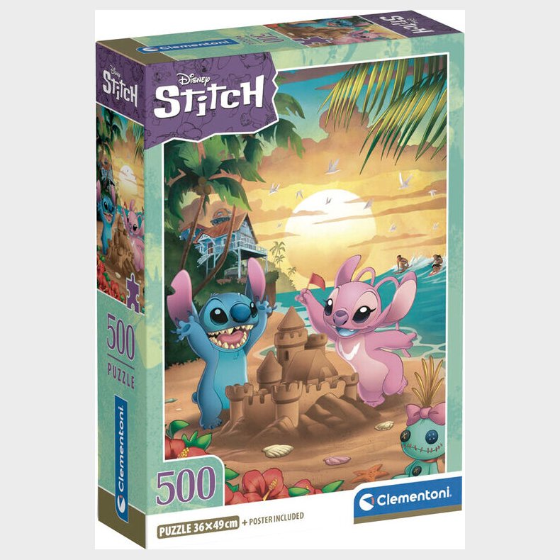Stitch Puslespil - Disney - High Quality - 500 Brikker - Clementoni