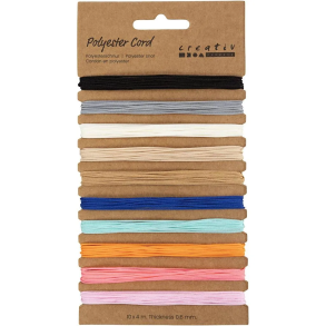 Creativ Company | Polyestersnor 0,6 mm. - Ass. farver, 10 stk