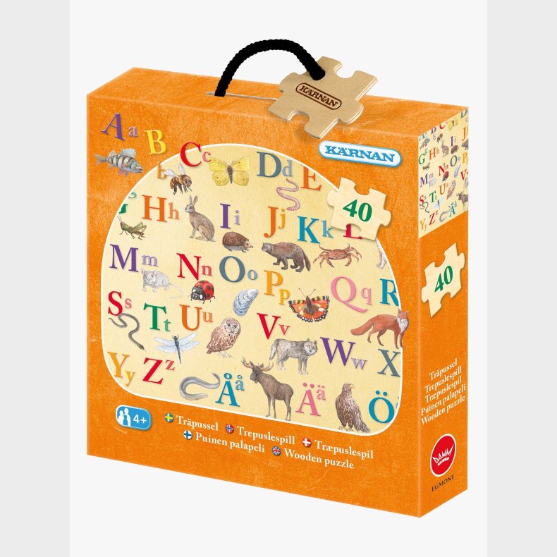 K�rnan Tr�puslespil ABC Dyr 40 Brikker