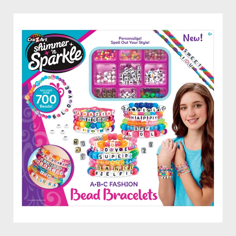 SHIMMER N SPARKLE ABC FASHION BEAD BRACELETS