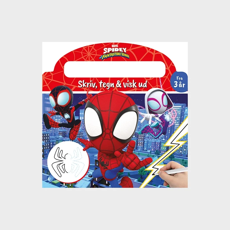 Marvel - Spidey - Skriv og visk ud  (papbog med ikke-permanent pen)