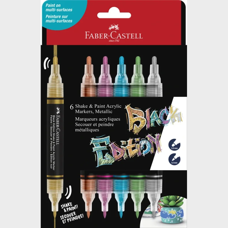 Marker Faber-Castell 6 Metalli Black Edition Shake&Paint 2I1