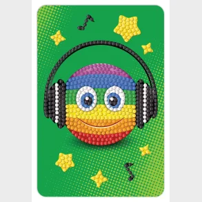Diamond art smiley/regnbue med hretelefon 10 x 15 cm