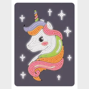 Diamond art enhjrning glow in the dark 13 x 18 cm