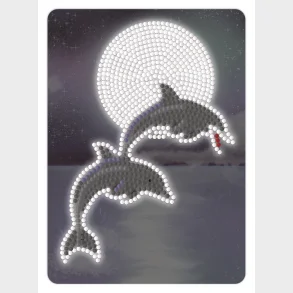 Diamond art delfiner/mne glow in the dark 13 x 18 cm