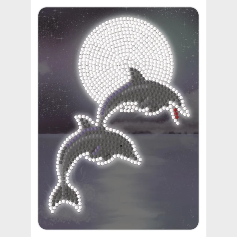 Diamond art delfiner/mne glow in the dark 13 x 18 cm