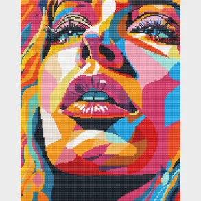 Diamond art ansigt farverig 40 x 50 cm
