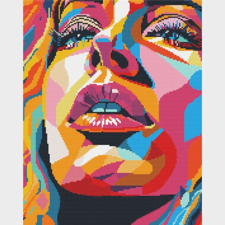Diamond art ansigt farverig 40 x 50 cm