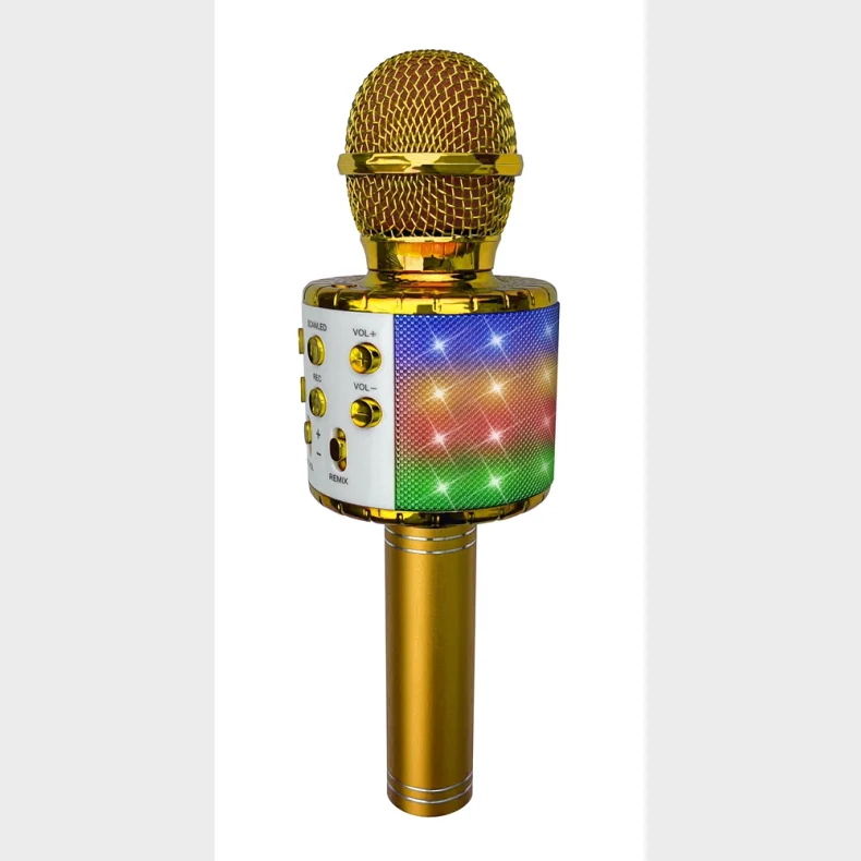 KARAOKEMIKROFON MED LYS, GULD