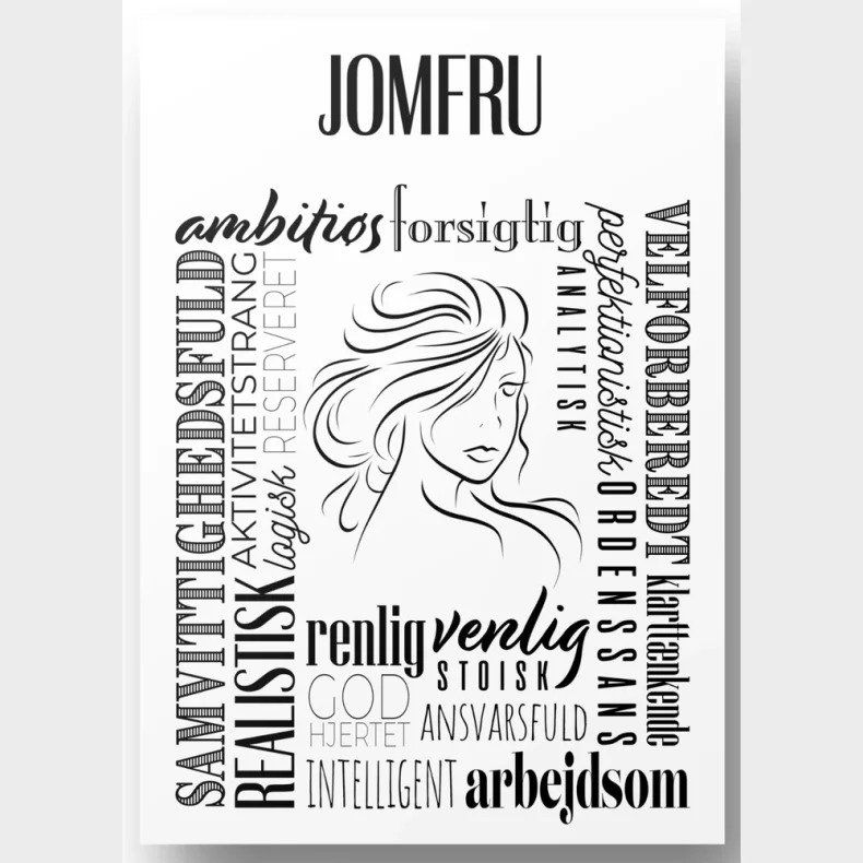 Plakat A4 Jomfru Hndtegnet Stjernetegns Citat