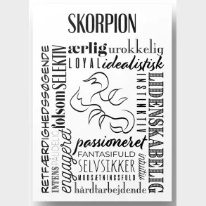 Plakat A4 Skorpion Hndtegnet Stjernetegns Citat