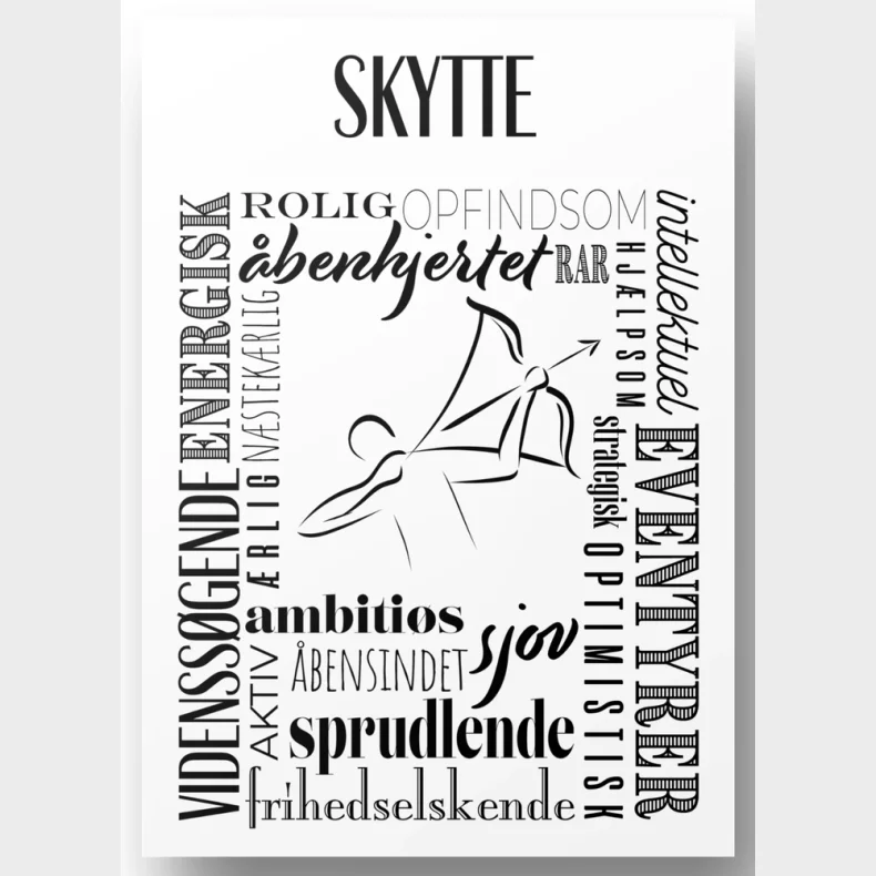 Plakat A4 Skytte Hndtegnet Stjernetegns Citat